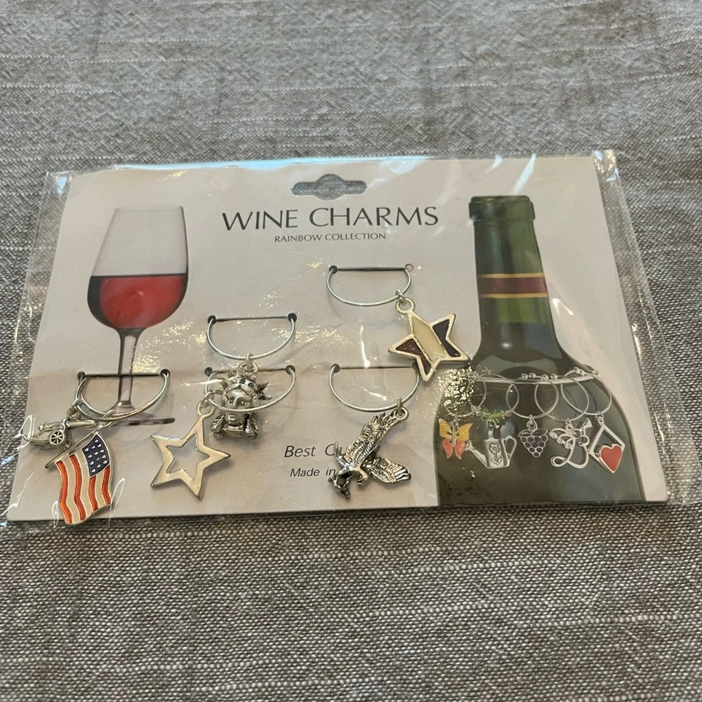 Silver Wine Glass Markers Set for Party Favors